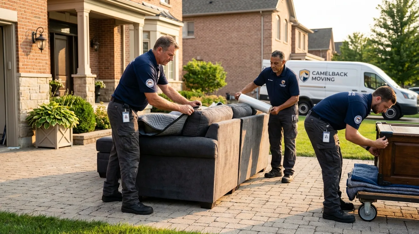 Large estate moving crew wrapping furniture in Calabash, NC